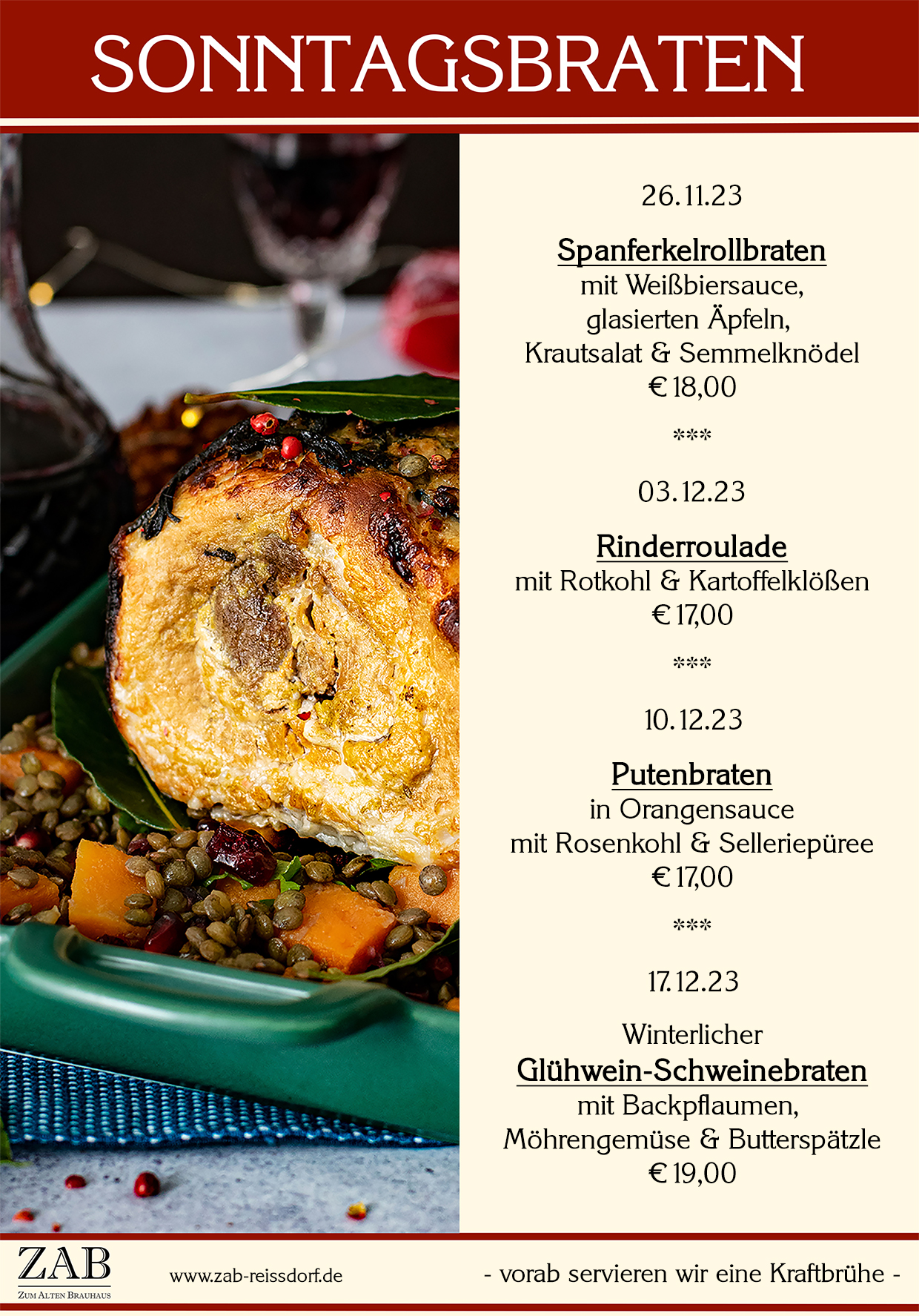 Sonntagsbraten 26.11. - 17.12.23