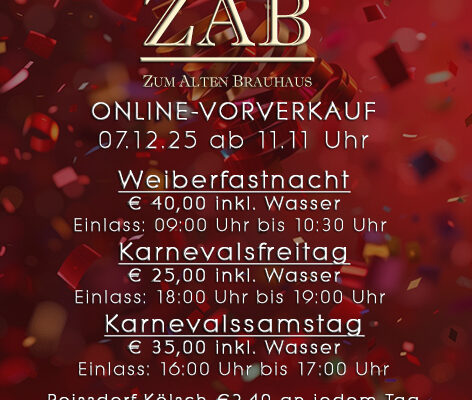 Vorverkauf Karneval 2026