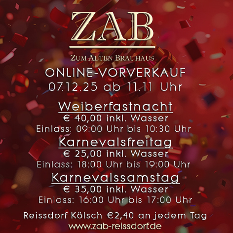 Vorverkauf Karneval 2026 Vorverkauf Karneval 2026